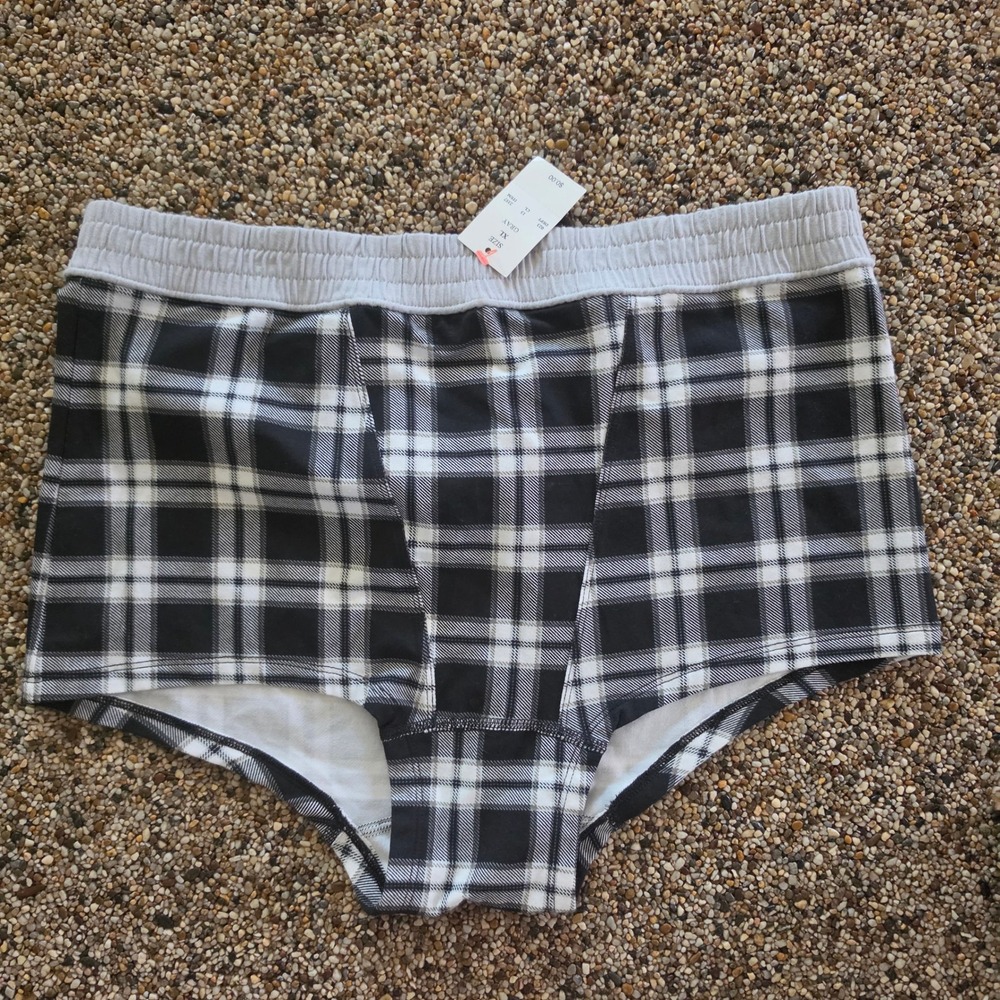 Colsie Womens XL Plaid Lounge Underwear Black White Gray Cotton Blend Briefs